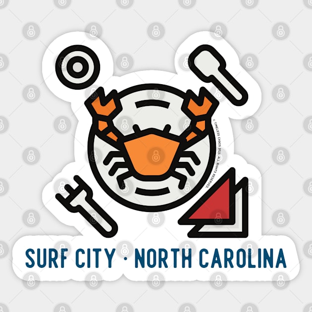 Surf City North Carolina Crab Boil Sticker by Timeless Chaos